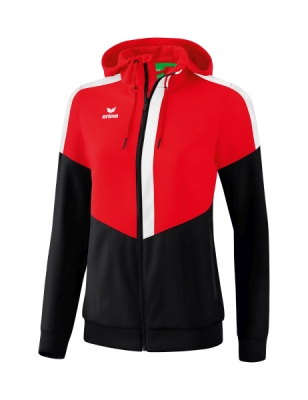 ERIMA Damen Squad Tracktop Jacke mit Kapuze rot/schwarz/weiß (Sonderposten)