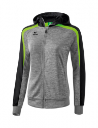 ERIMA Damen Liga 2.0 Trainingsjacke mit Kapuze grau melange/schwarz/green gecko (Sonderposten)