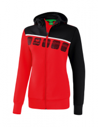 ERIMA Damen 5-C Trainingsjacke mit Kapuze rot/schwarz/weiß (Sonderposten)